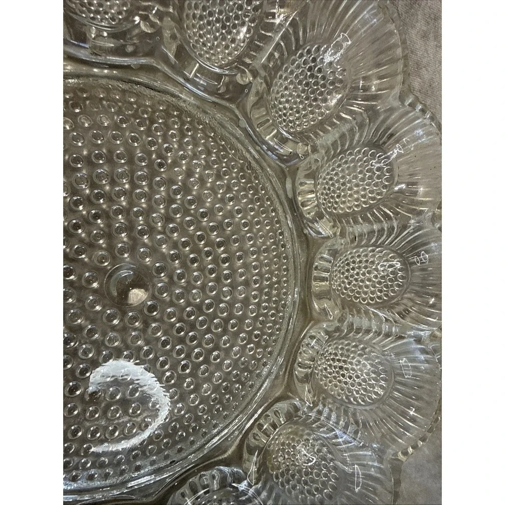 Indiana Glass Company's Hobnail  plate Clear pressed glass deviled egg pattern